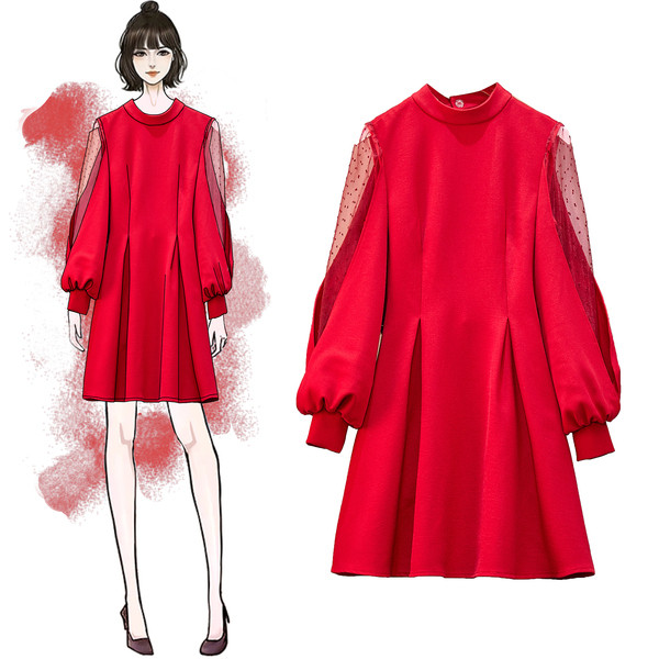 Stílusos női ruha fekete és piros színben 4XL méretig