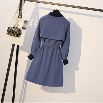 Rochie de dama marime mare cu nasturi si curea in albastru