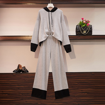 Hétköznapi női vékony kötéskészlet fekete és szürke színben