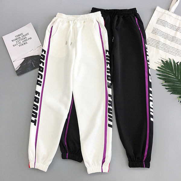 Pantaloni sport dama in doua culori cu inscriptii