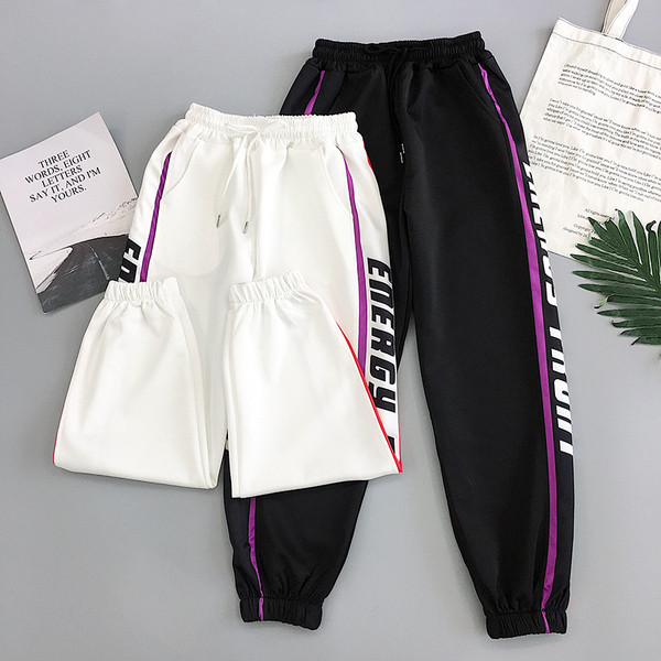 Pantaloni sport dama in doua culori cu inscriptii