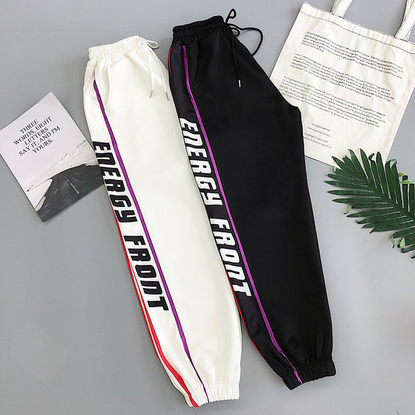 Pantaloni sport dama in doua culori cu inscriptii