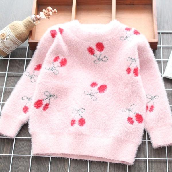 Modern gyerekpulóver lányoknak fehér és rózsaszín színben