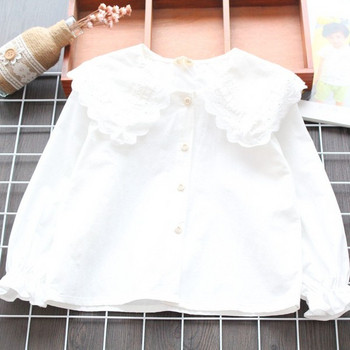 Модерна детска риза с копчета - бял цвят