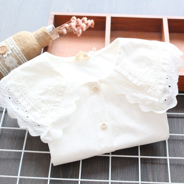 Cămașă modernă pentru copii cu nasturi - culoare albă