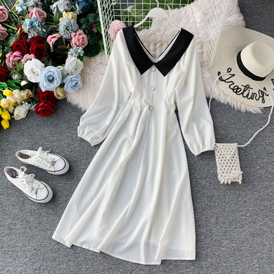 Rochie moderna de dama cu guler alb