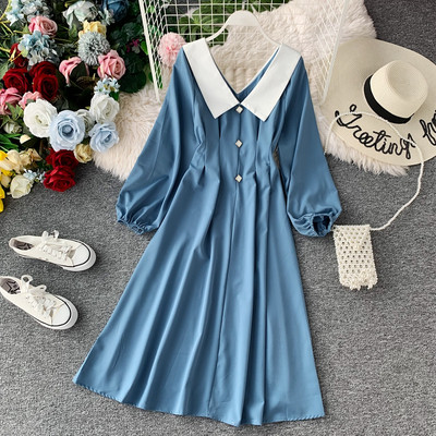 Rochie moderna de dama cu guler alb