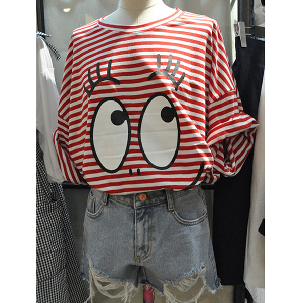 Női csíkos blúz rátéttel