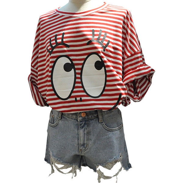 Női csíkos blúz rátéttel