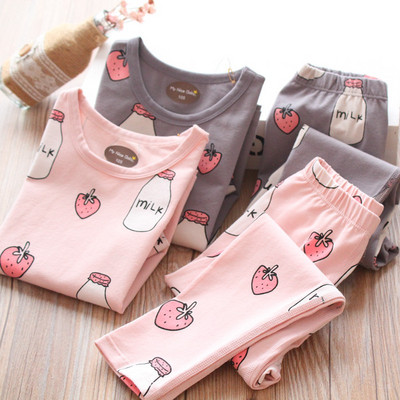 Нов модел детска пижама в розов и сив цвят за момичета