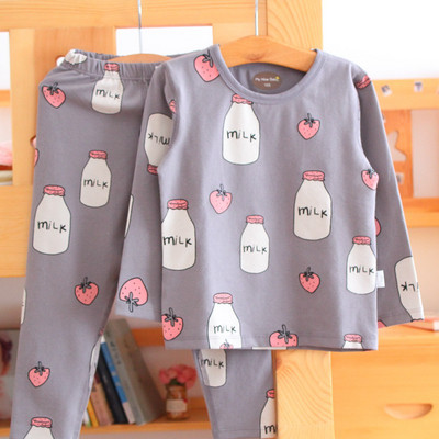 Model nou de pijamale pentru copii roz si gri pentru fete