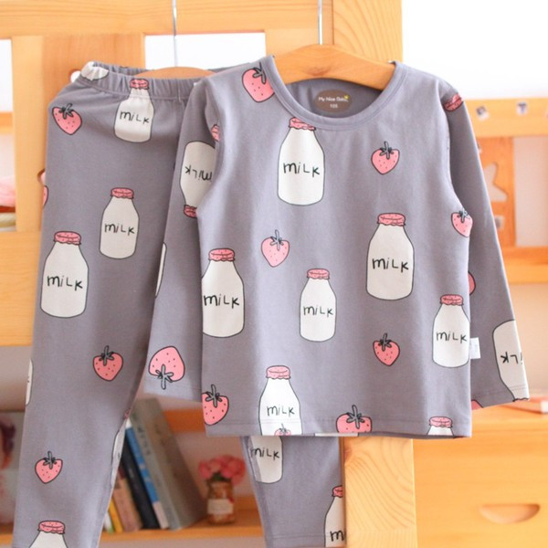 Model nou de pijamale pentru copii roz si gri pentru fete