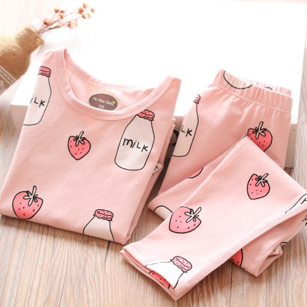 Model nou de pijamale pentru copii roz si gri pentru fete