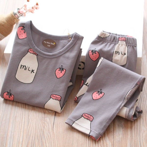 Model nou de pijamale pentru copii roz si gri pentru fete