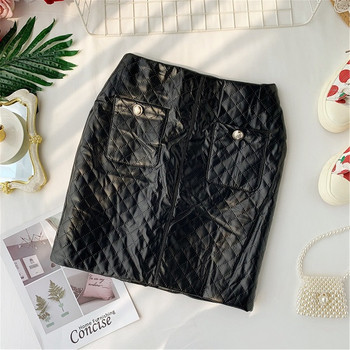 Női bőrszoknya fekete színben