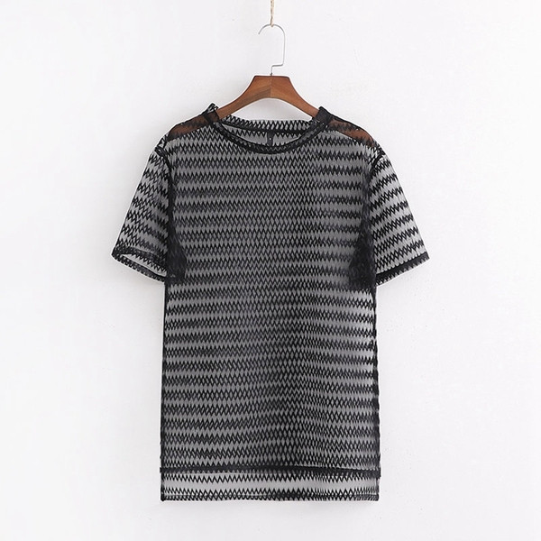 Bluză de damă din tul transparent de culoare neagră