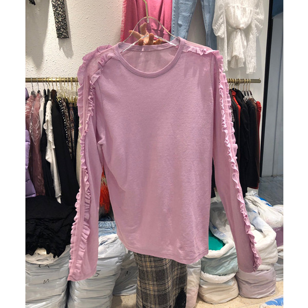 Bluză casual de damă cu decolteu O în mov, negru și alb