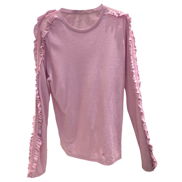 Bluză casual de damă cu decolteu O în mov, negru și alb