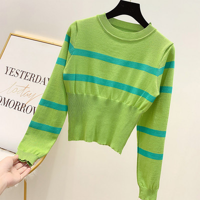 Rövid női pulóver O-nyakkal, négy színben