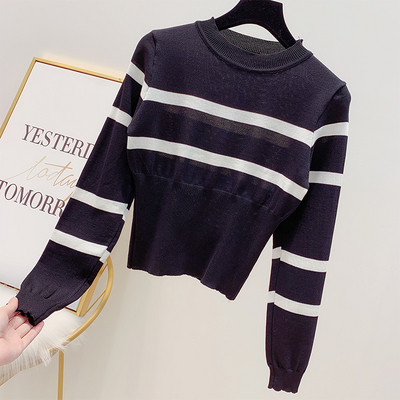 Rövid női pulóver O-nyakkal, négy színben