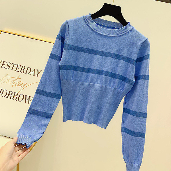 Rövid női pulóver O-nyakkal, négy színben