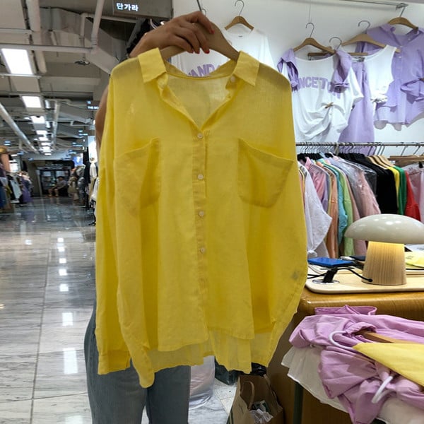 Női alkalmi ing sárga és rózsaszín színben