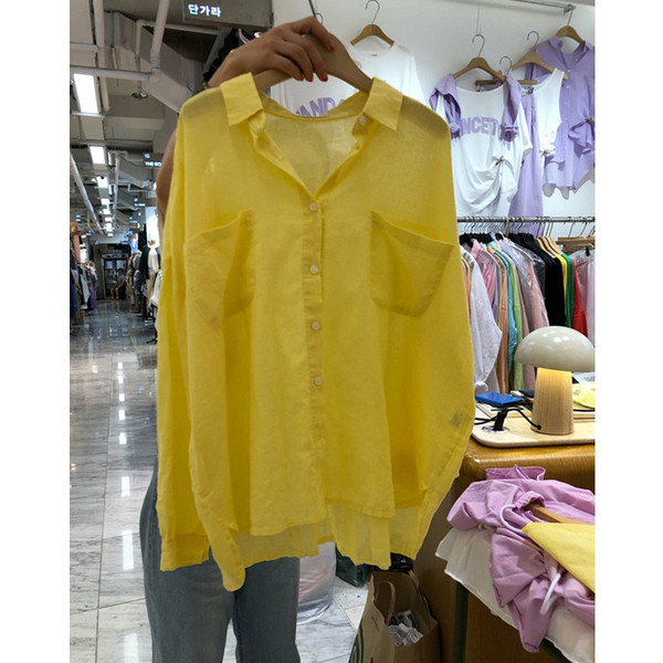 Női alkalmi ing sárga és rózsaszín színben