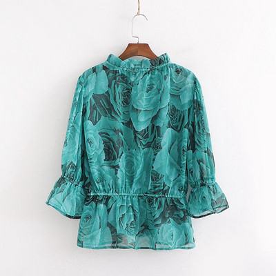 Bluza de dama cu maneci 3/4 si talie elastica de culoare verde