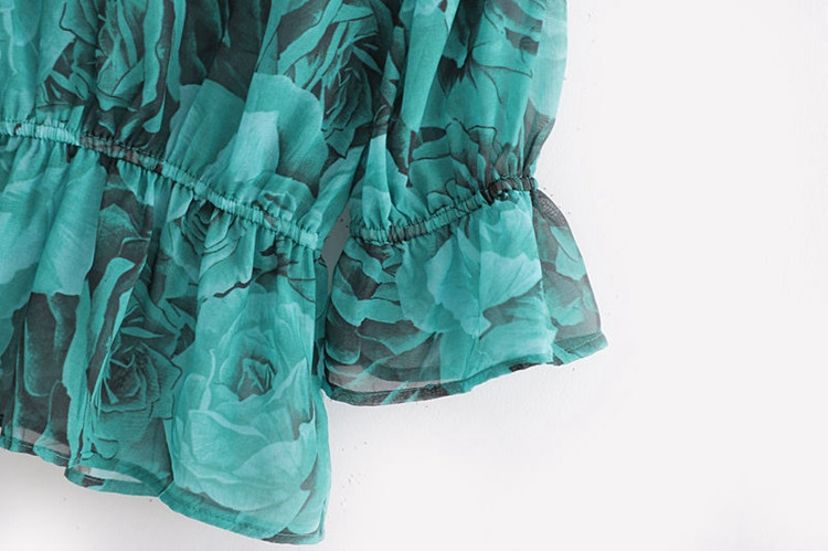 Bluza de dama cu maneci 3/4 si talie elastica de culoare verde