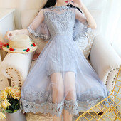 Rochie de dama croiala eleganta cu dantela in trei culori