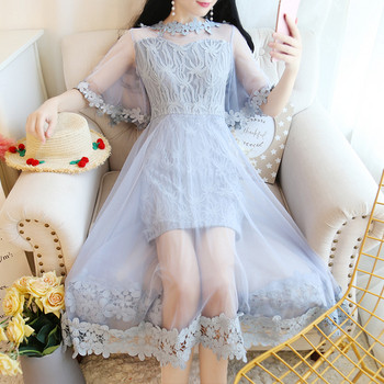 Rochie de dama croiala eleganta cu dantela in trei culori