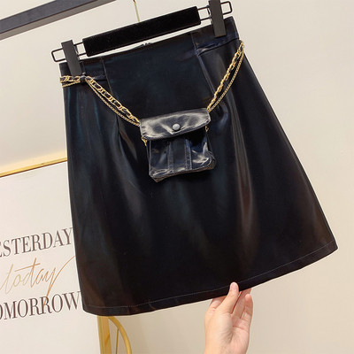 Fusta de dama cu talie inalta + accesoriu