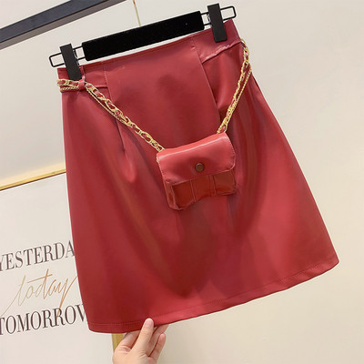 Fusta de dama cu talie inalta + accesoriu