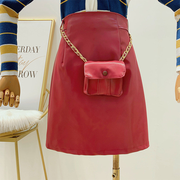 Fusta de dama cu talie inalta + accesoriu