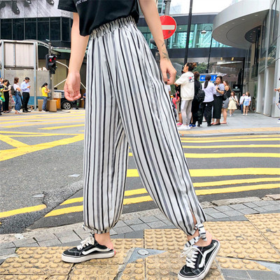 Pantaloni casual dama - in doua culori cu talie inalta