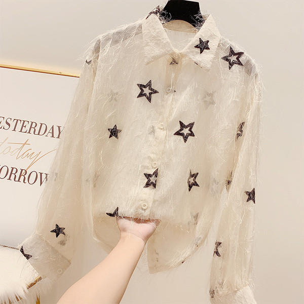 Cămașă de damă cu franjuri și aplicație în mai multe culori