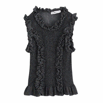 Maieu scurt de damă din tricot subțire de culoare gri