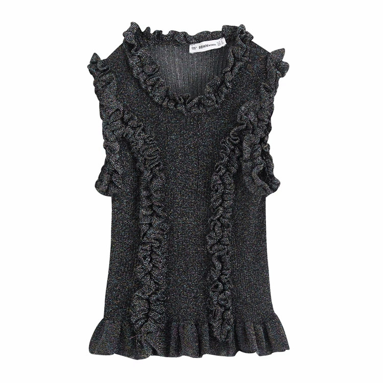 Maieu scurt de damă din tricot subțire de culoare gri