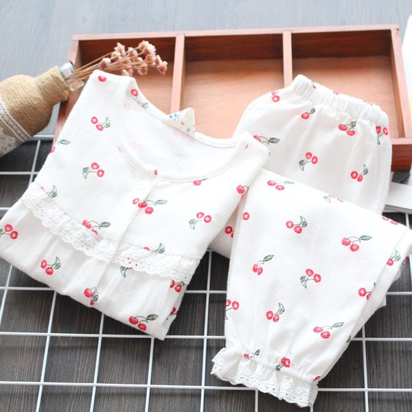 Pijamale actuale pentru copii pentru fete cu model în alb și roz