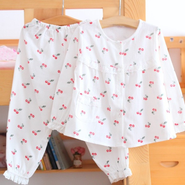 Pijamale actuale pentru copii pentru fete cu model în alb și roz