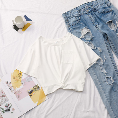 Tricou de dama modern in patru culori cu buzunar