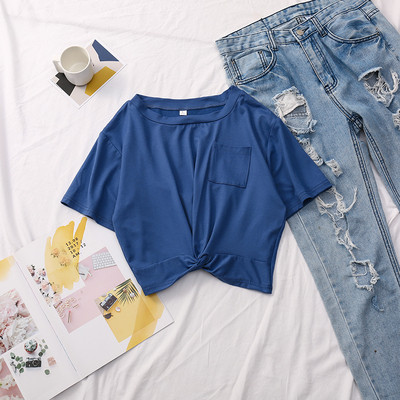 Tricou de dama modern in patru culori cu buzunar