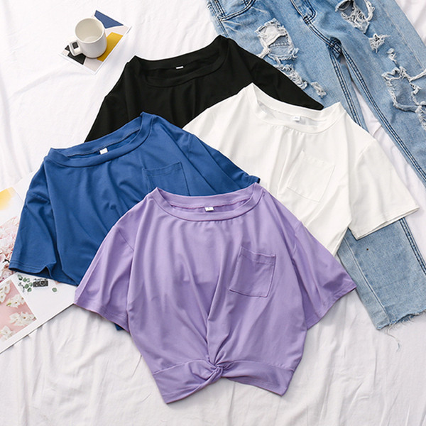 Tricou de dama modern in patru culori cu buzunar