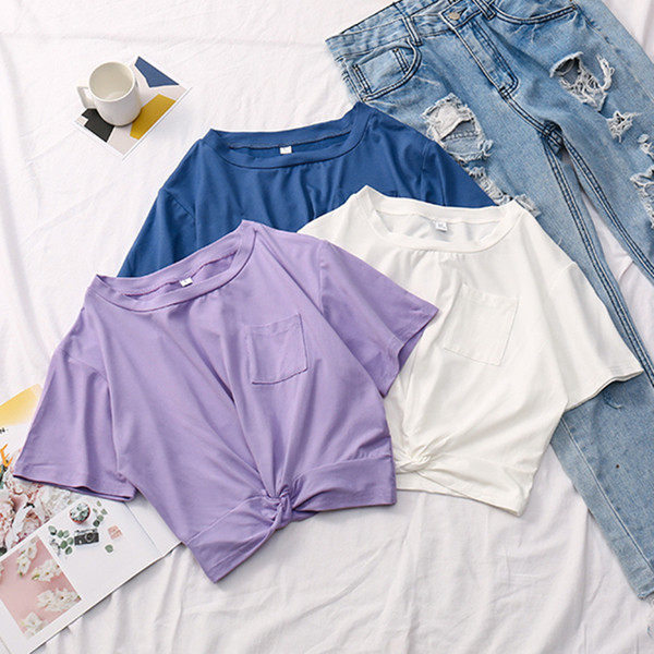 Tricou de dama modern in patru culori cu buzunar