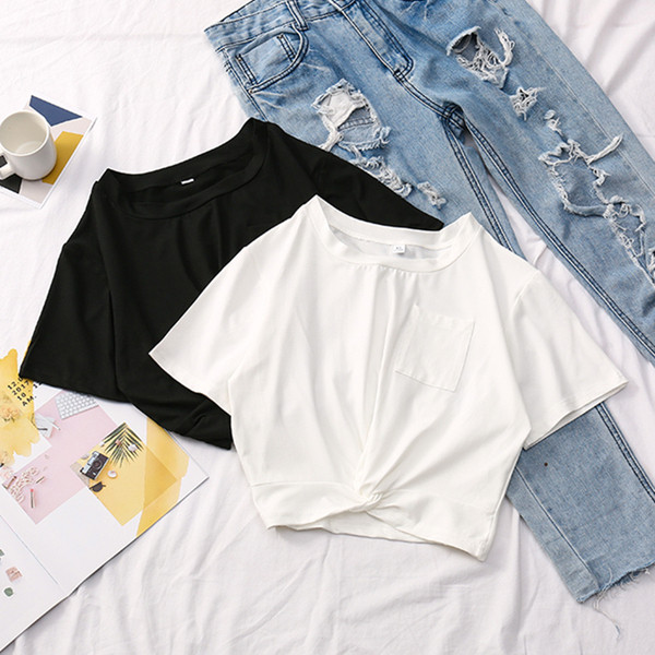 Tricou de dama modern in patru culori cu buzunar