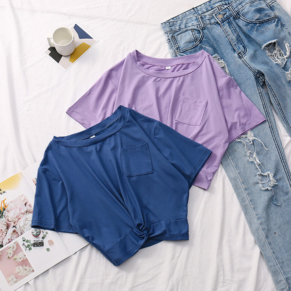 Tricou de dama modern in patru culori cu buzunar