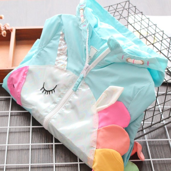 Jachetă modernă pentru copii pentru fete - culoare albastră