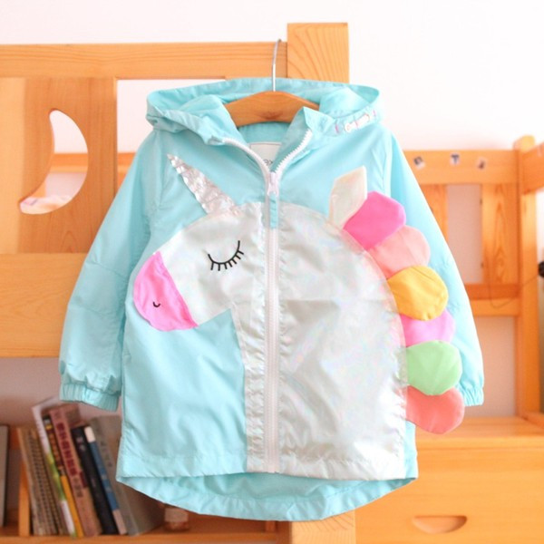 Jachetă modernă pentru copii pentru fete - culoare albastră