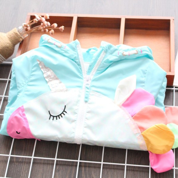 Jachetă modernă pentru copii pentru fete - culoare albastră