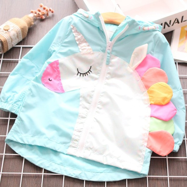 Jachetă modernă pentru copii pentru fete - culoare albastră